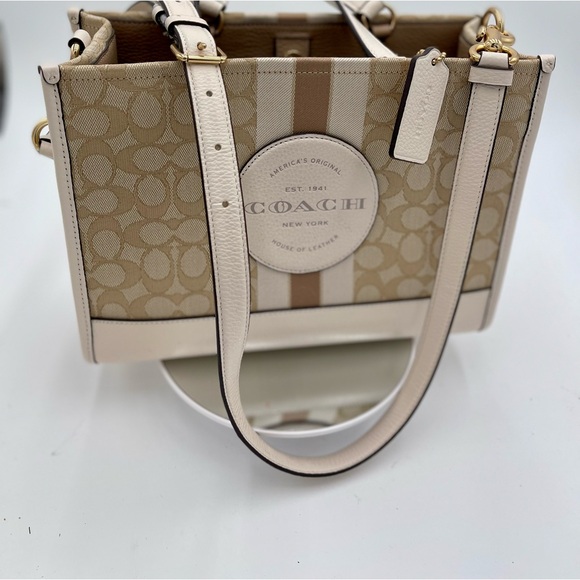 Coach Handbags - Coach Tan and Cream Tote Bag with Gold Hardware
